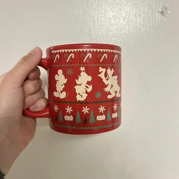Disney Other - Disney Mickey Mouse Mug Coffee Tea Red White Ugly Sweater Christmas Holiday